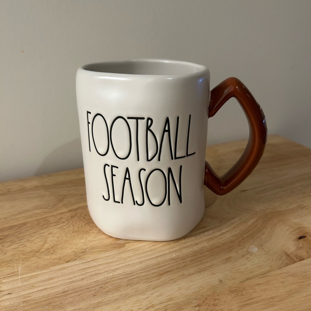 ⭐️ 2/$50 Rae Dunn Football Season Mug with Football Shaped Handle NWT